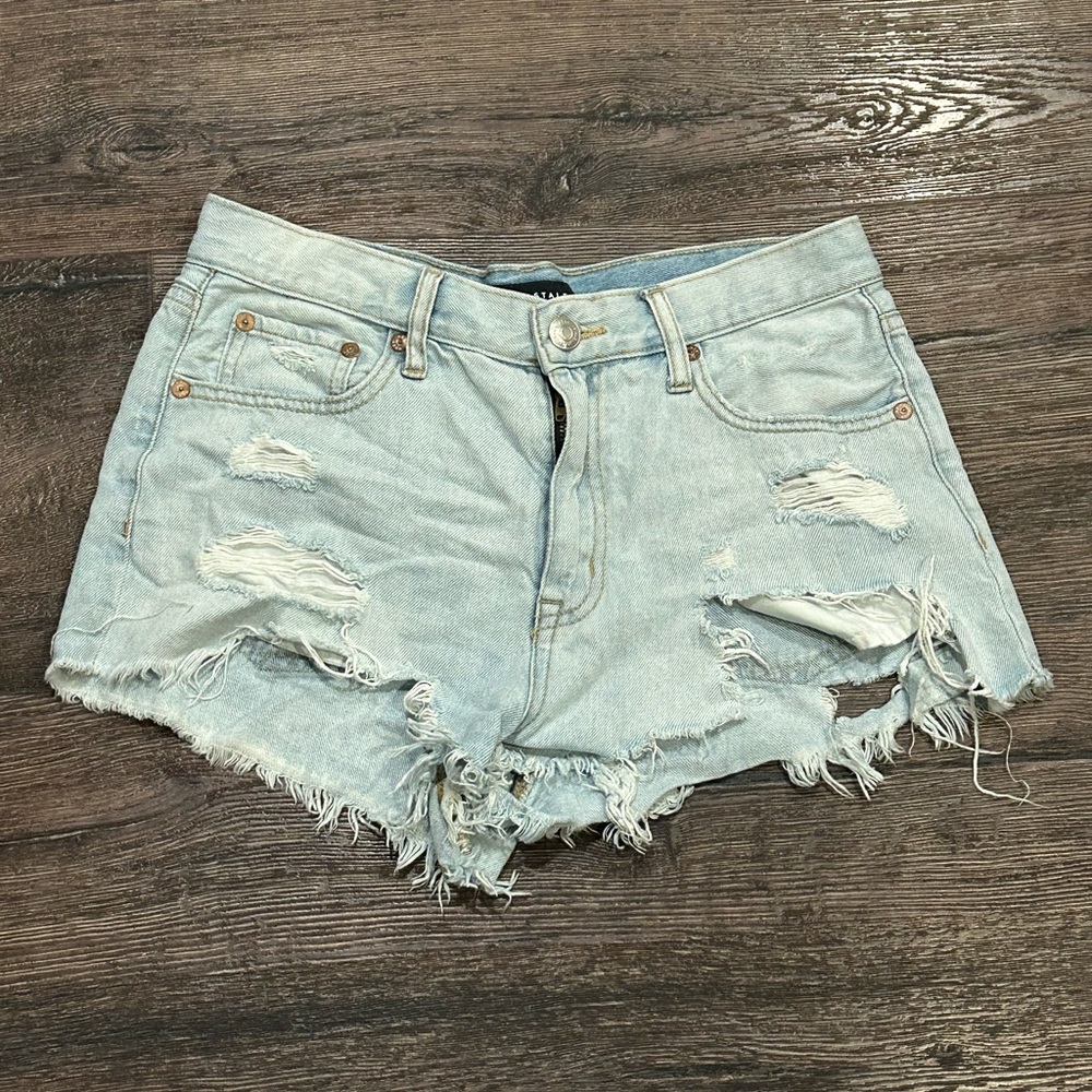 Light Blue Distressed Denim Shorts